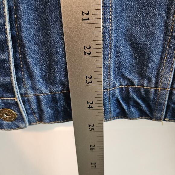 Liz Claiborne Vintage Denim Jacket Womens Large Embroidered Y2K Floral Boho Mom - Picture 9 of 10